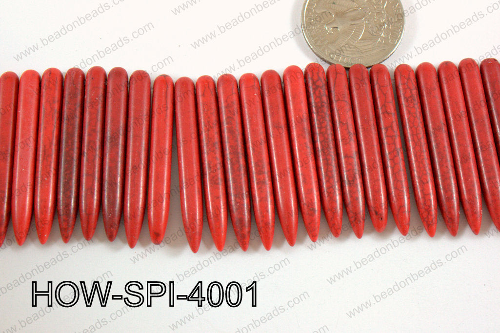 Howlite Spikes 5x40mm Red HOW-SPI-4001