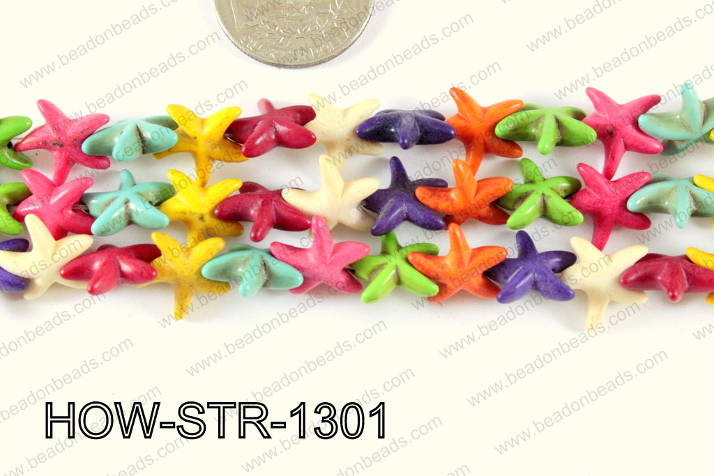 Howlite Starfish Multi 13mm HOW-STR-1301