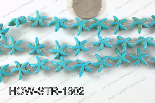 Howlite Starfish Turquoise 13mm HOW-STR-1302
