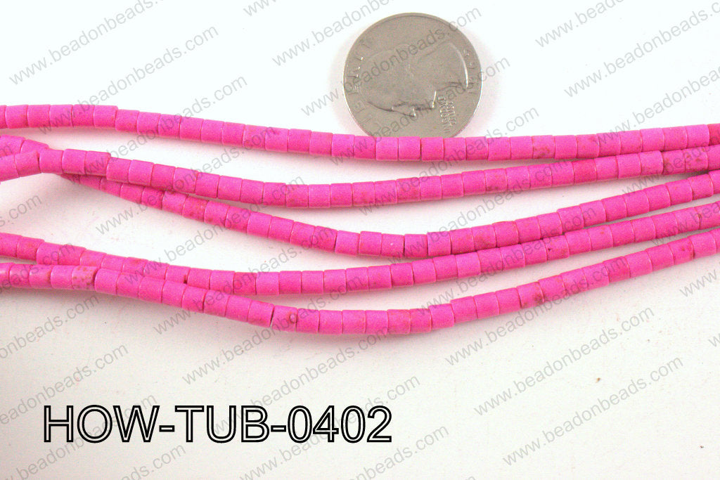howlite tube hot pink 4x4mm HOW-TUB-0402