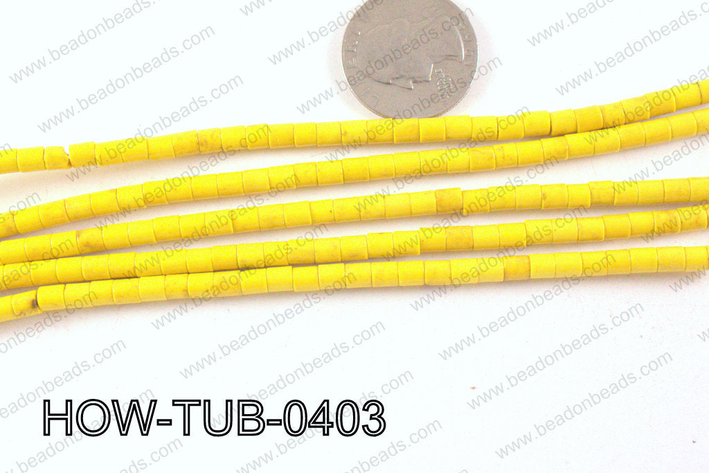howlite tube yellow 4x4mm HOW-TUB-0403