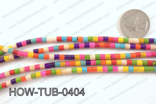 howlite tube multicolor 4x4mm HOW-TUB-0404