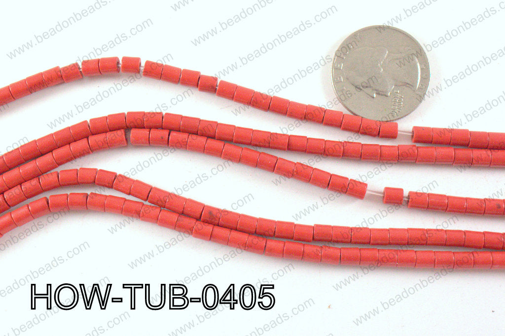 howlite tube red 4x4mm HOW-TUB-0405