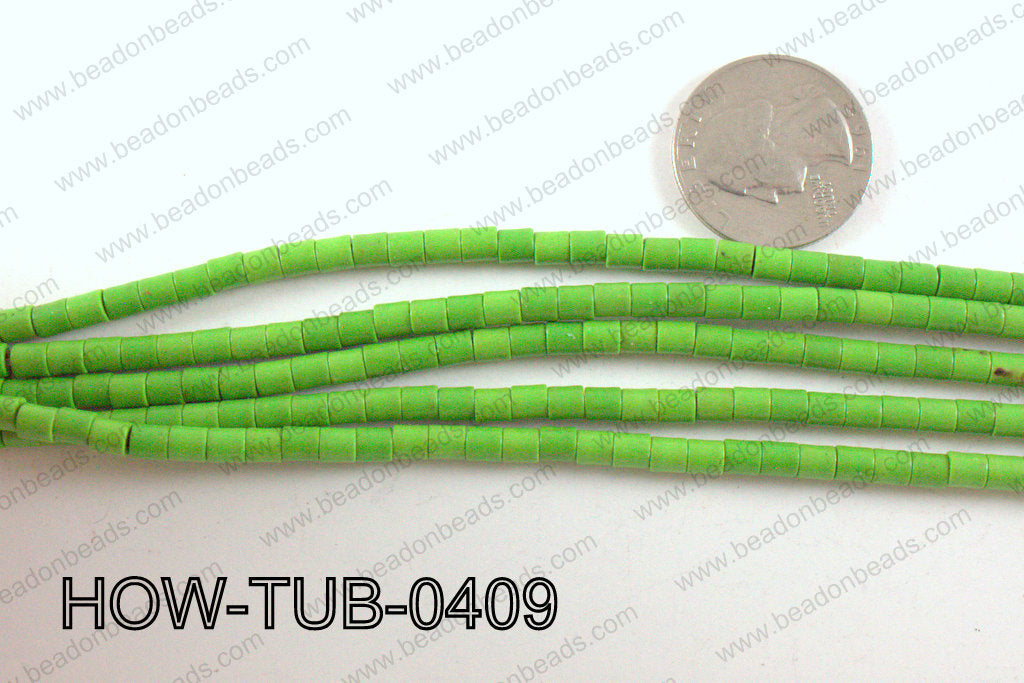 howlite tube green 4x4mm HOW-TUB-0409