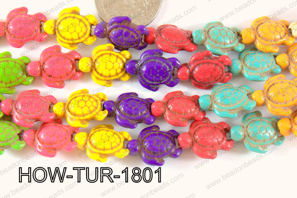 Howlite Turtle Multi color 18x15mm HOW-TUR-1801
