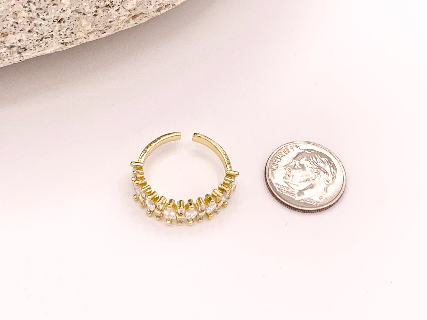 Glamourous Marquis Rhinestone Bridal Style Adjustable Rings in 18K Gold or Silver Plated Copper 4pcs