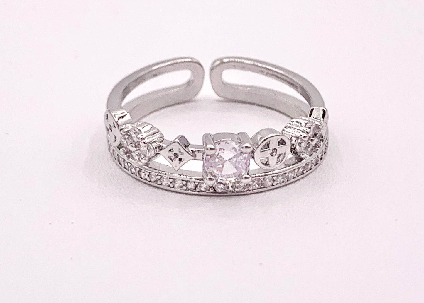 Double Stack Geometric Vintage CZ Pave Style Rings in 18K Gold or Silver Plated Copper 4 pcs