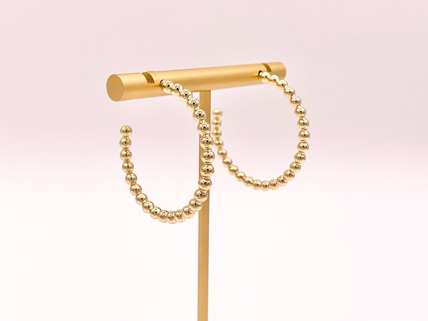 Gold or Silver Simple Soldered Beaded Bubble Dotted Hoops over 18K gold Plated Copper 5 pairs