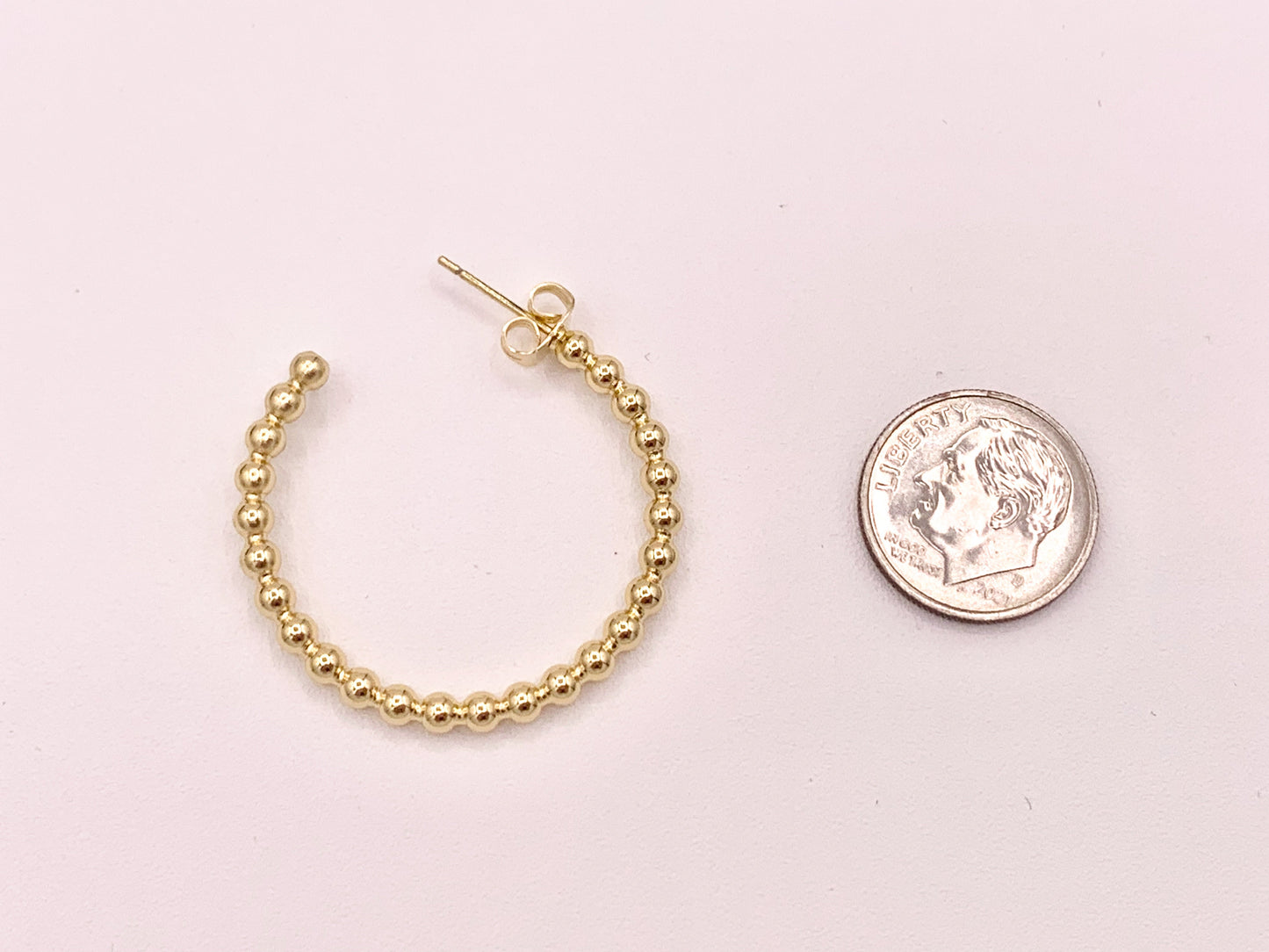 Gold or Silver Simple Soldered Beaded Bubble Dotted Hoops over 18K gold Plated Copper 5 pairs