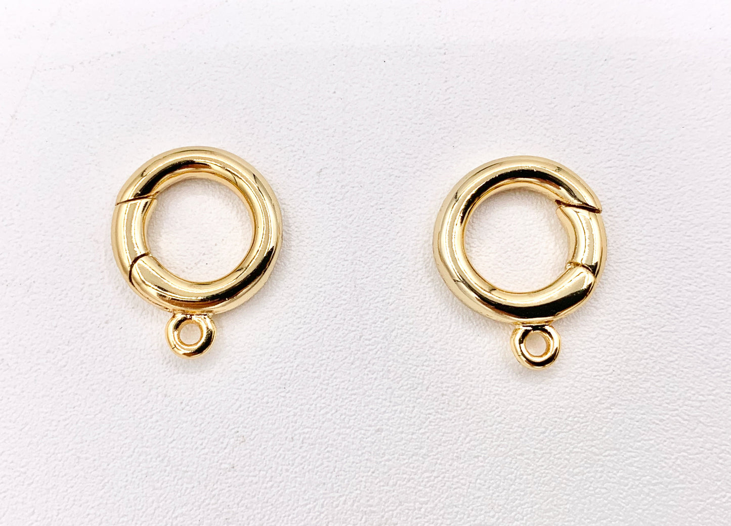 Small Cute Plain Circle Key Chain Clasps Spring Clasp in 18K Gold Plated Copper 10 PCS