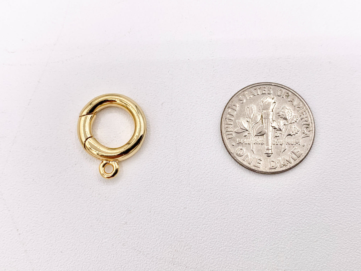Small Cute Plain Circle Key Chain Clasps Spring Clasp in 18K Gold Plated Copper 10 PCS