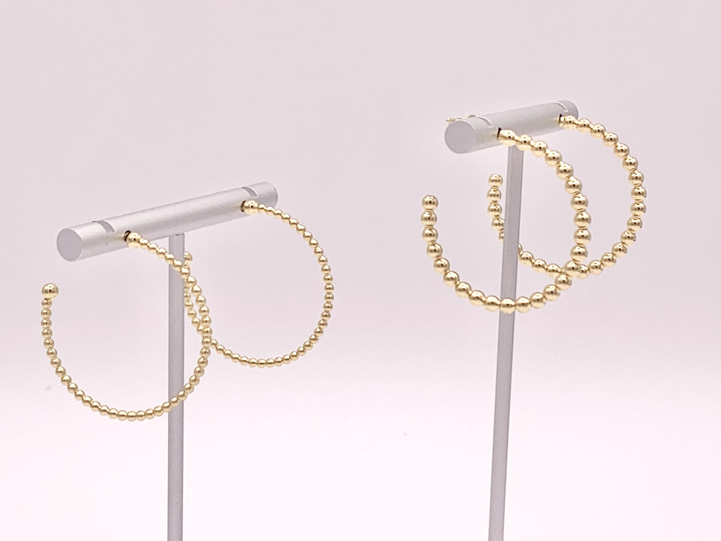 Gold or Silver Simple Soldered Beaded Bubble Dotted Hoops over 18K gold Plated Copper 5 pairs
