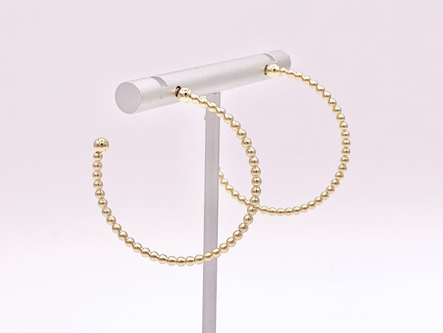 Gold or Silver Simple Soldered Beaded Bubble Dotted Hoops over 18K gold Plated Copper 5 pairs