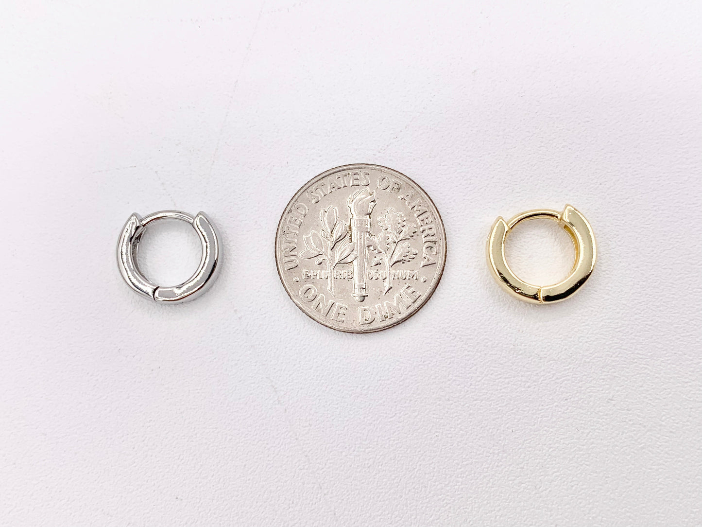 Simple Plain Tiny Earring Huggies 18K Gold/Silver Plated Over Copper Earrings 5 PAIRS
