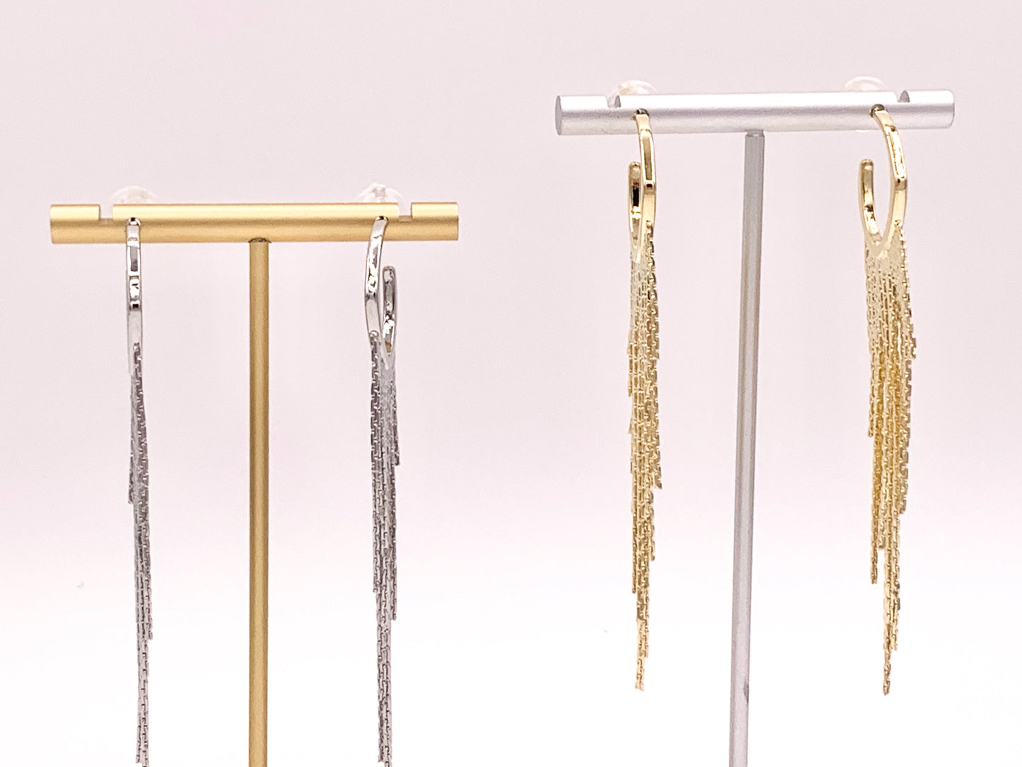 Beautiful Tassel Fringe Earrings in 18K Gold or Silver plated Copper 1 pair