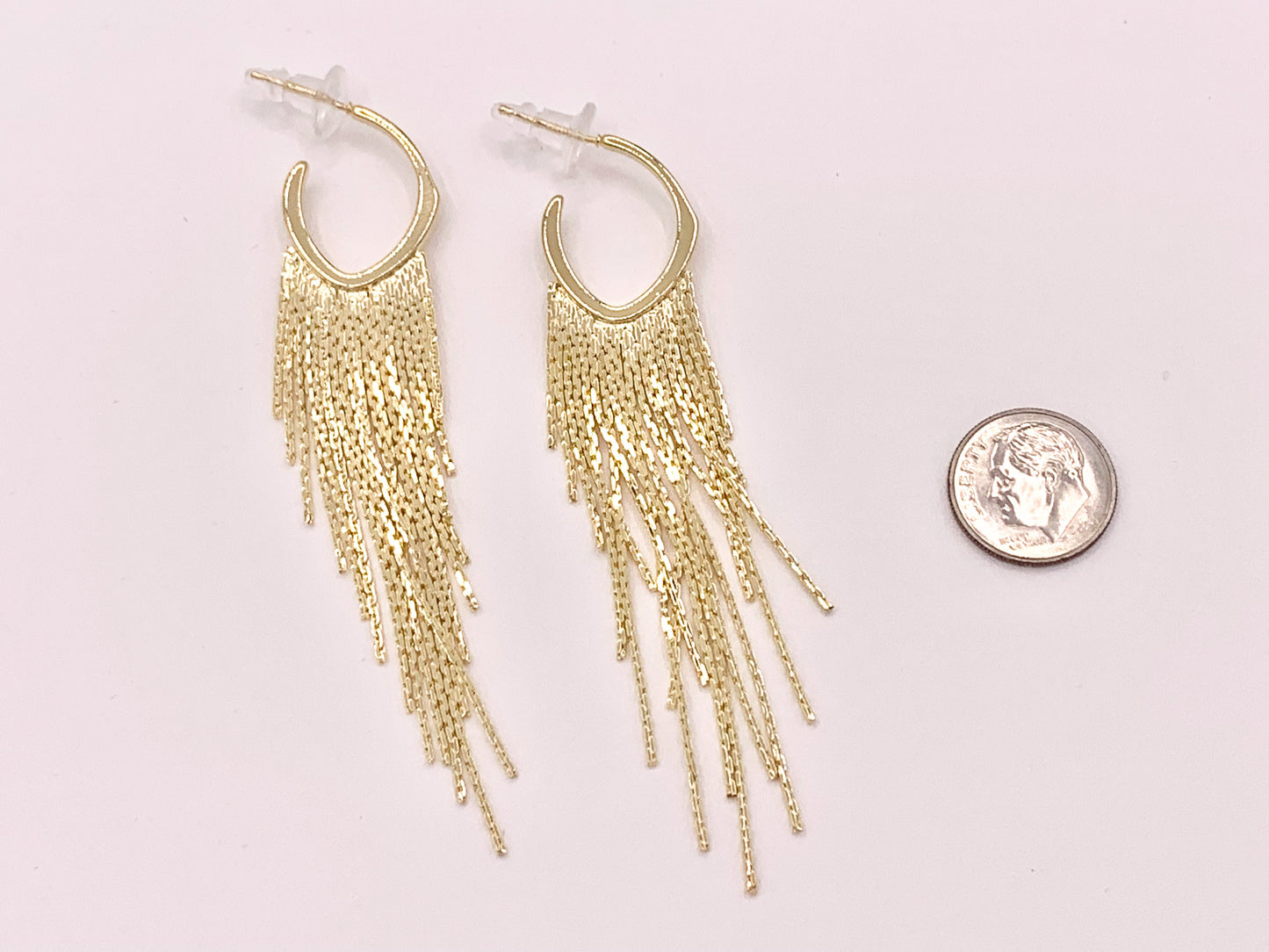 Beautiful Tassel Fringe Earrings in 18K Gold or Silver plated Copper 1 pair