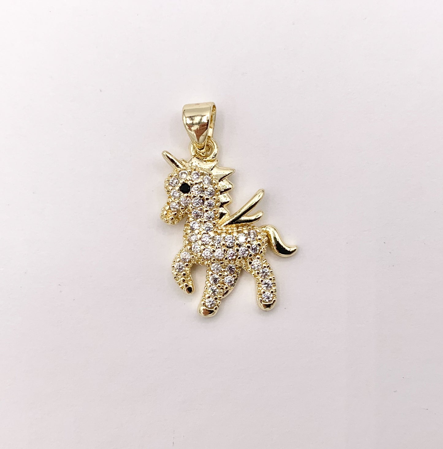 Cute Unicorn Pendants in Real Gold 18K Plated CZ Pave Over Copper 10 PCS