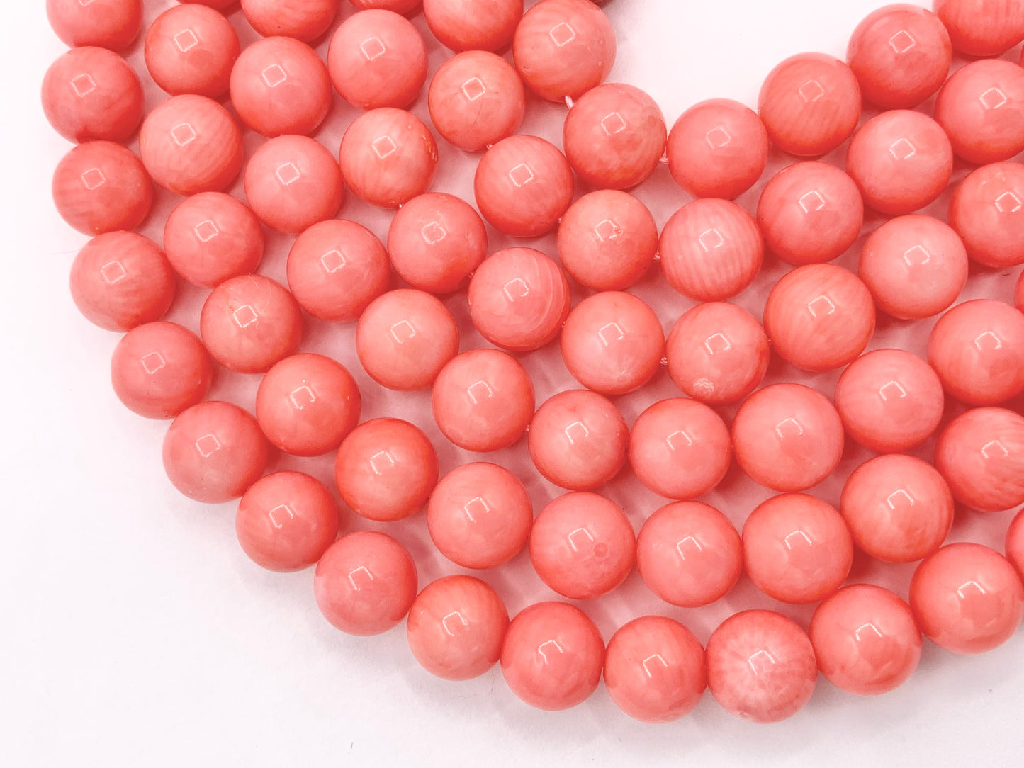 Grade AA Pink Bamboo Coral Round Smooth Shiny Beads For Jewelry Making 8mm, 9mm, 10mm Around 15"