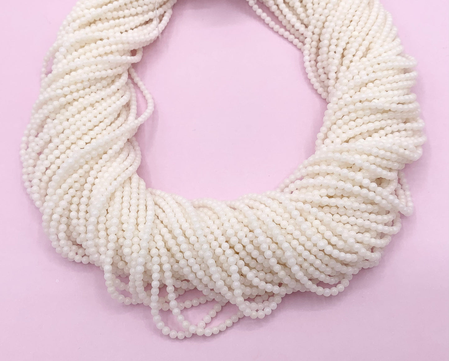 Grade AAA White Bamboo Coral Round Smooth Shiny Small Beads For Jewelry Making 2mm Around 15"