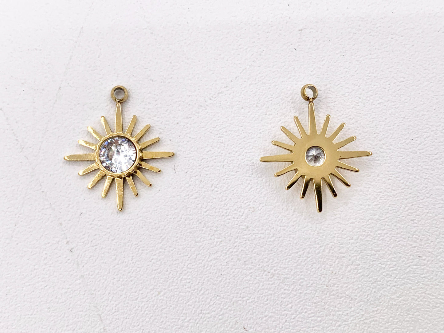 Adorable CZ Pave Starburst Charms in 18K Gold plated Stainless Steel 10 PCS