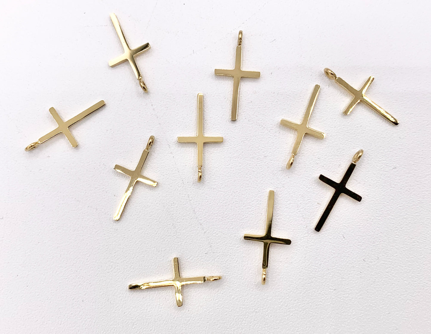 Plain Dainty Cross Pendant Charm in Real Gold 18K Plated Over Stainless Steel 10 PCS