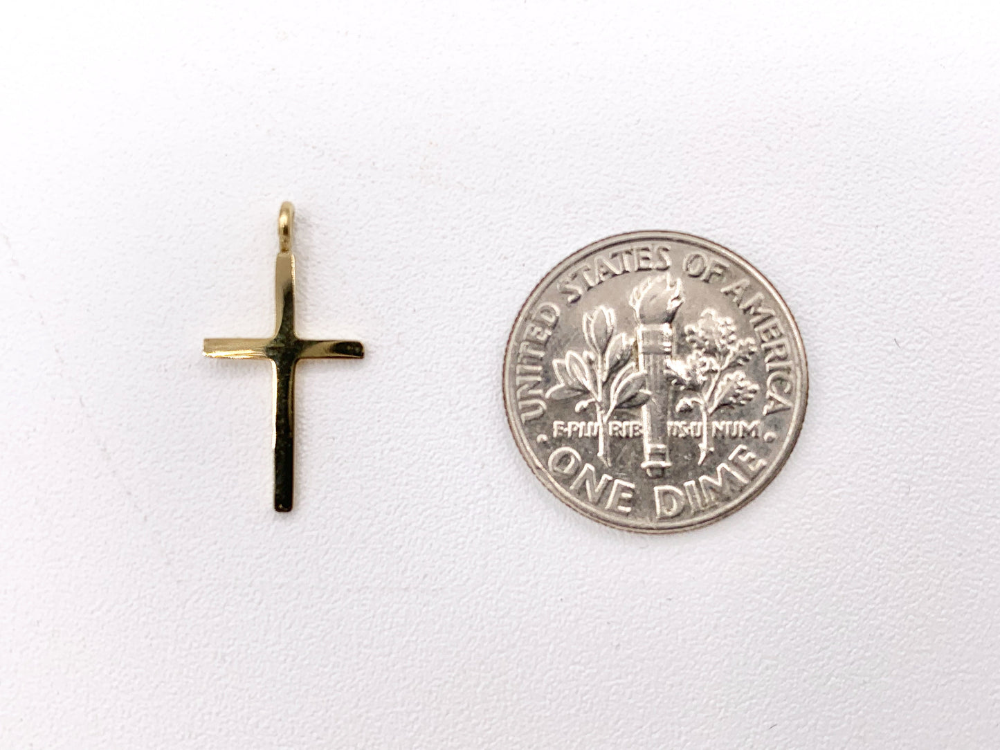 Plain Dainty Cross Pendant Charm in Real Gold 18K Plated Over Stainless Steel 10 PCS