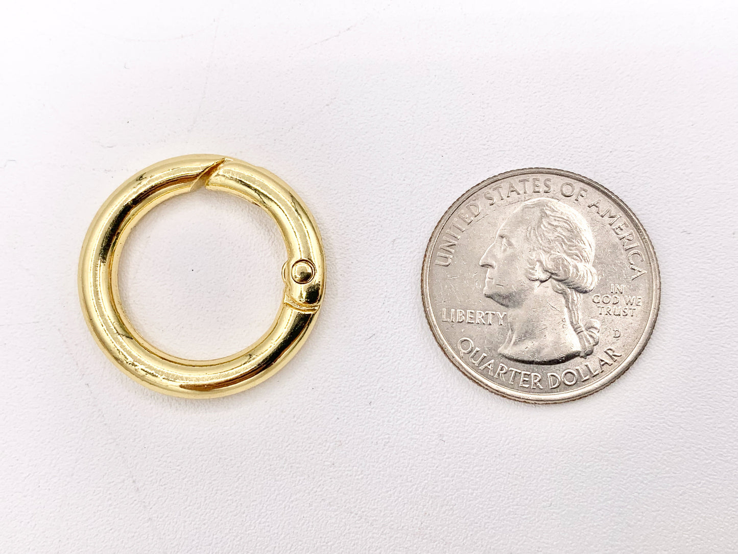 1 Inch Cute Plain Circle Key Chain Clasps in 18K Gold Plated Copper 5 PCS