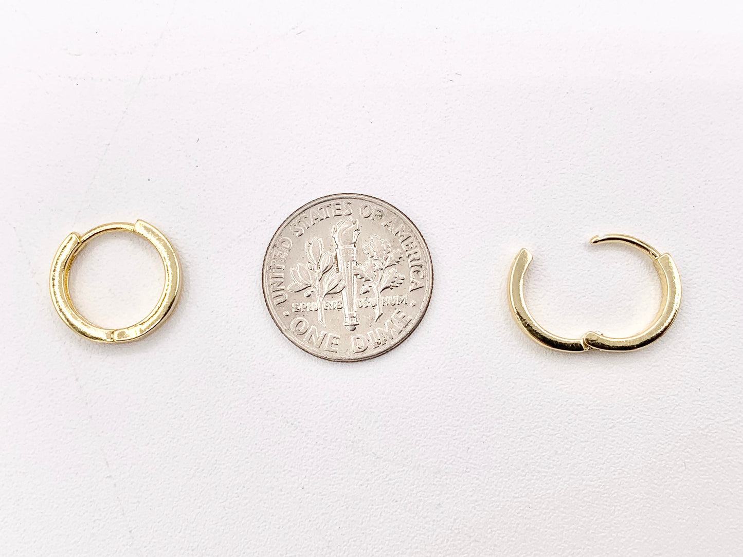 Simple White Enamel Tiny Earring Huggies 18K Gold Plated Over Brass Earrings 5 PAIRS