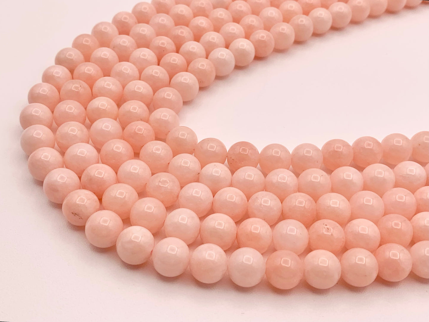 High Quality Dyed Pink Jade Round Smooth Shiny Natural Stone Beads Beautiful Pastel Pink Color Beads 6mm 8mm 10mm Around 15"-16"
