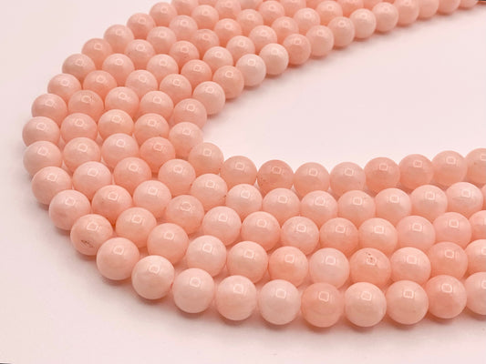 High Quality Dyed Pink Jade Round Smooth Shiny Natural Stone Beads Beautiful Pastel Pink Color Beads 6mm 8mm 10mm Around 15"-16"