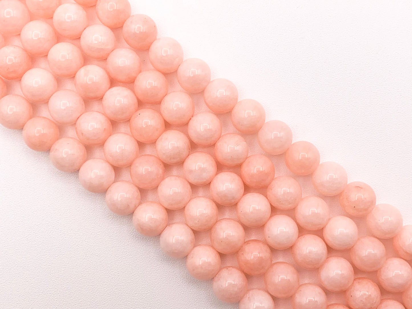 High Quality Dyed Pink Jade Round Smooth Shiny Natural Stone Beads Beautiful Pastel Pink Color Beads 6mm 8mm 10mm Around 15"-16"
