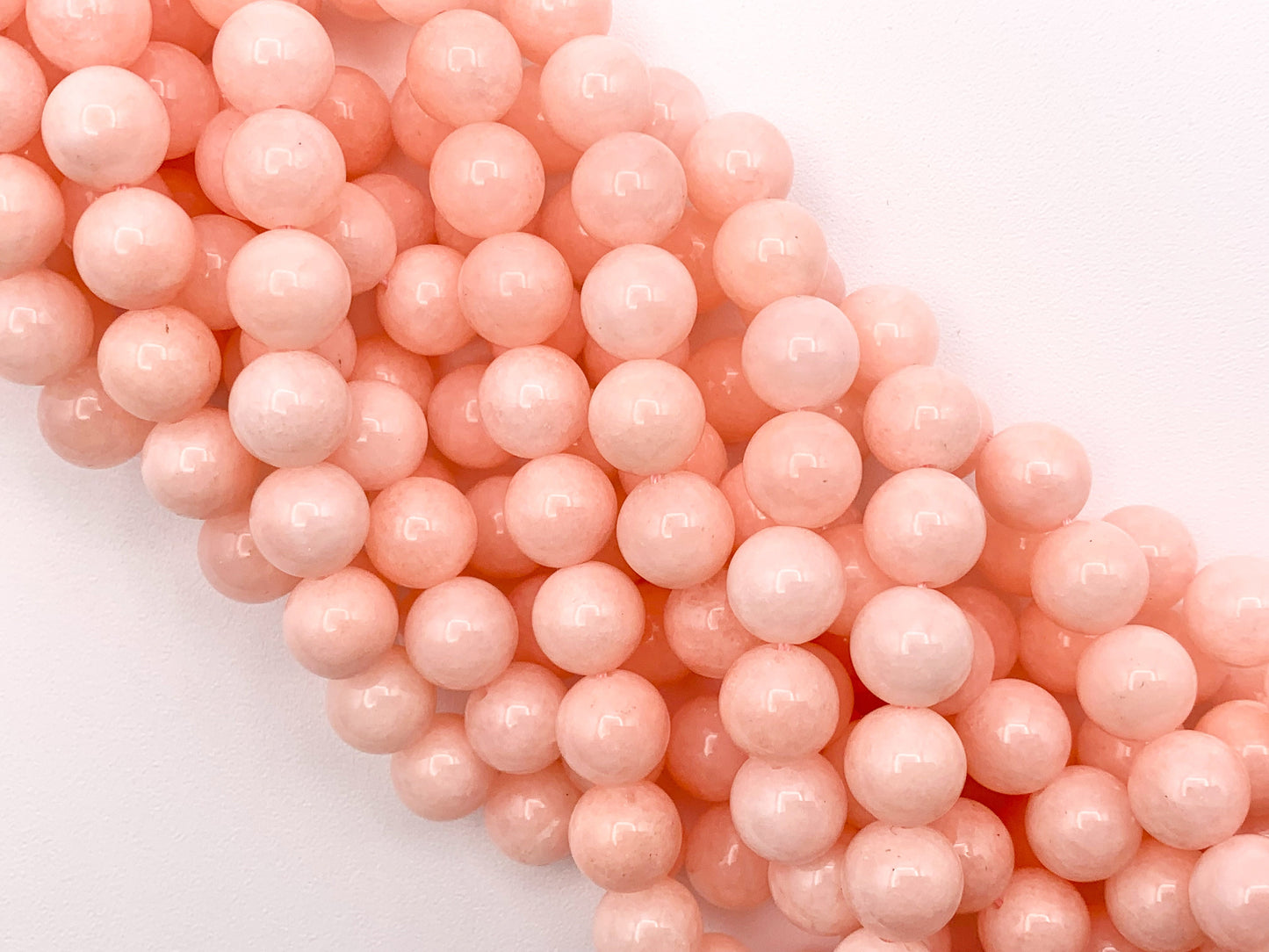 High Quality Dyed Pink Jade Round Smooth Shiny Natural Stone Beads Beautiful Pastel Pink Color Beads 6mm 8mm 10mm Around 15"-16"