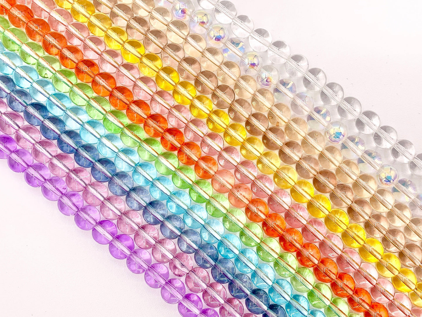 8mm  Colorful Round Smooth Dyed Glass Beads Cute Transparent Glass Beads | 12 Colors Available