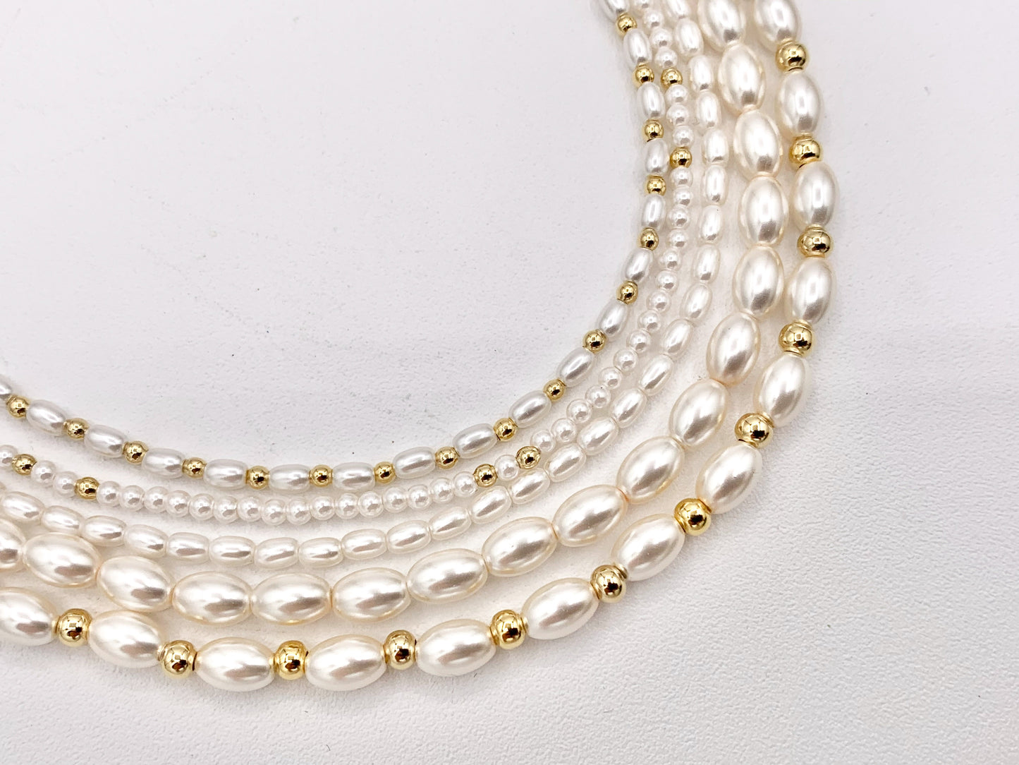 Delicate Dainty Minimalist Pearl Finished Necklace with Gold Plated Copper Spacer Beads and Clasps 14.5" Price For 1 Necklace