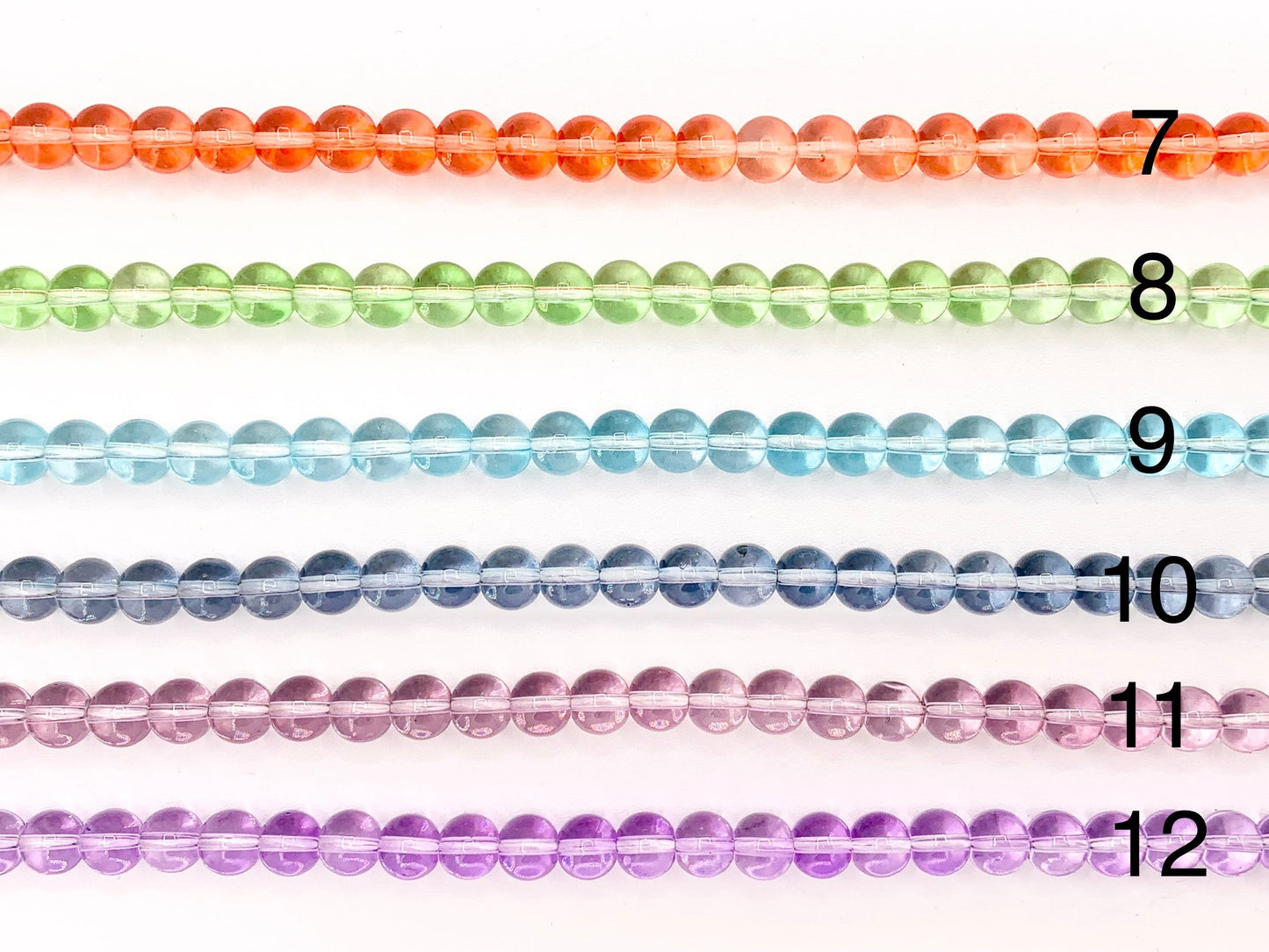 8mm  Colorful Round Smooth Dyed Glass Beads Cute Transparent Glass Beads | 12 Colors Available