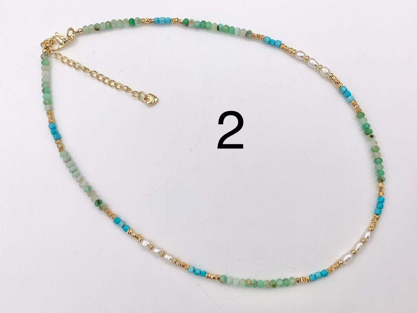 Delicate Chrysoprase, Magnesite & Pearl Necklaces 18K Gold Plated Copper Cute Choker Finished Necklace 16" Price For 1 Necklace