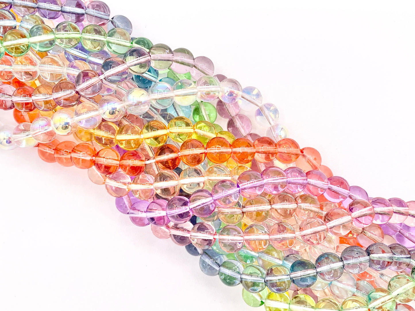 8mm  Colorful Round Smooth Dyed Glass Beads Cute Transparent Glass Beads | 12 Colors Available