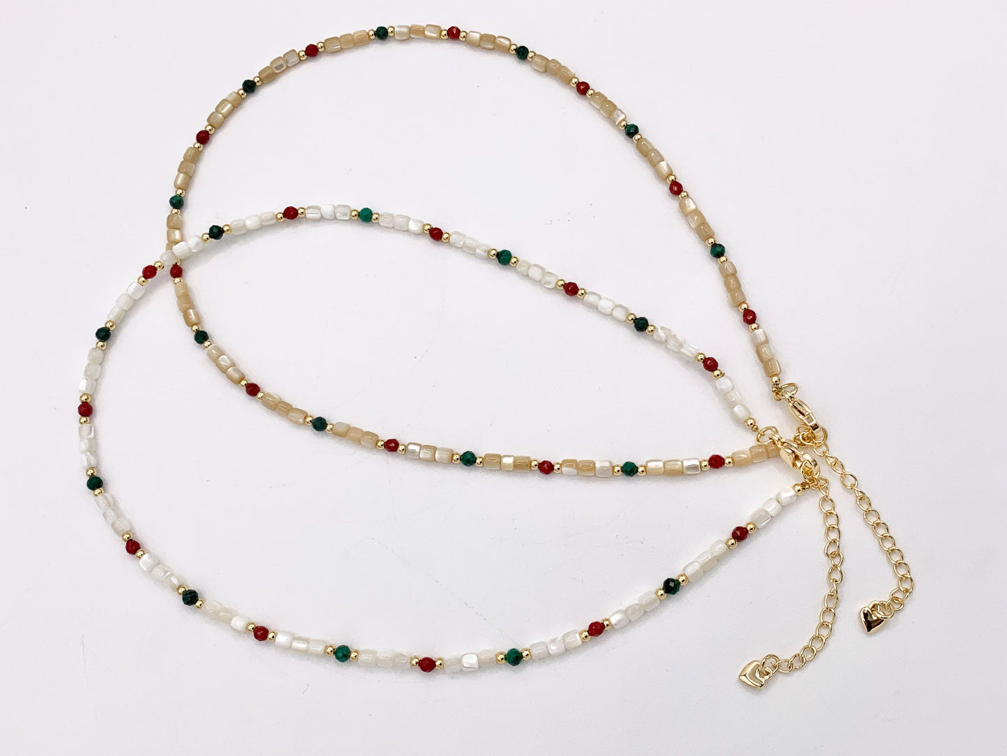 Delicate White & Oat Trocas Shell Beaded Necklace 18K Gold Plated Copper Spacers and Findings Cute Finished Necklace 16" 1 PC