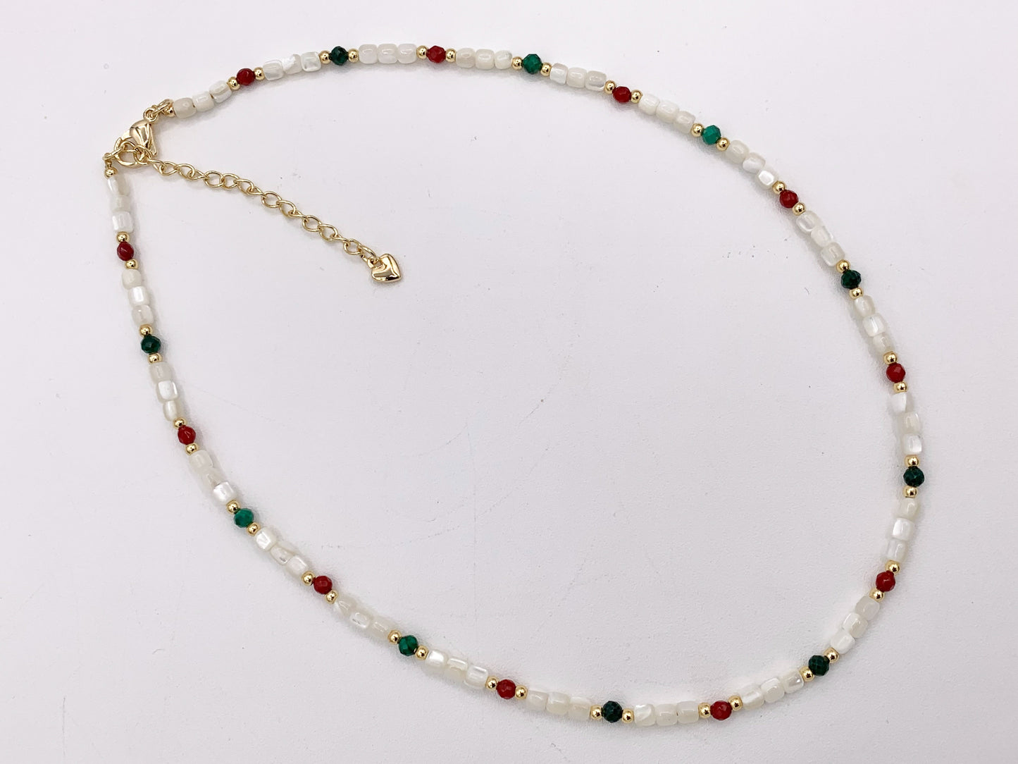 Delicate White & Oat Trocas Shell Beaded Necklace 18K Gold Plated Copper Spacers and Findings Cute Finished Necklace 16" 1 PC