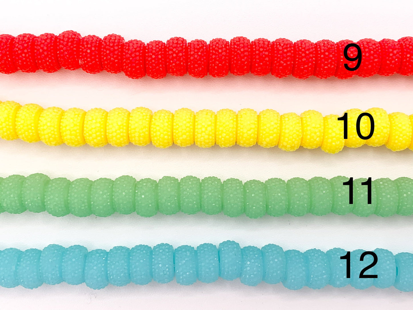 6x12mm Acrylic Druzy Shiny Wheel Shape Acrylic Beads Large Hole Rhinestone Acrylic Rondelle Beads 7" Long | Available in 16 Colors