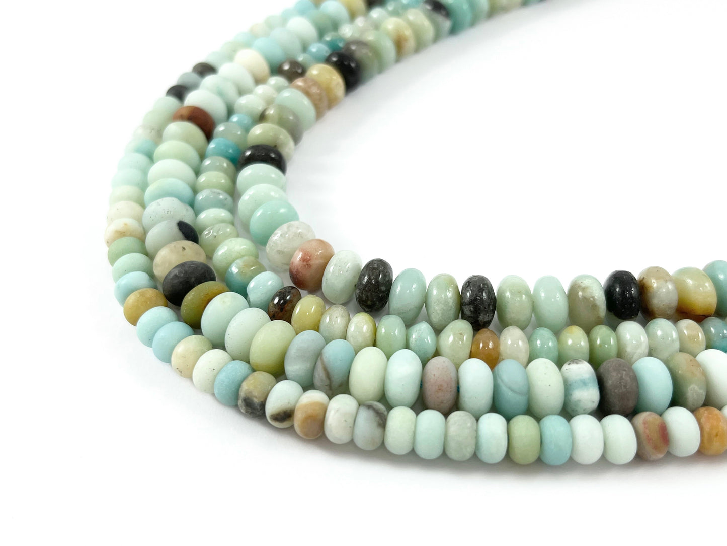 High Quality Amazonite Roundelle Smooth Matte Natural Blue Brown Stone Beads 6mm 8mm 14"-15"