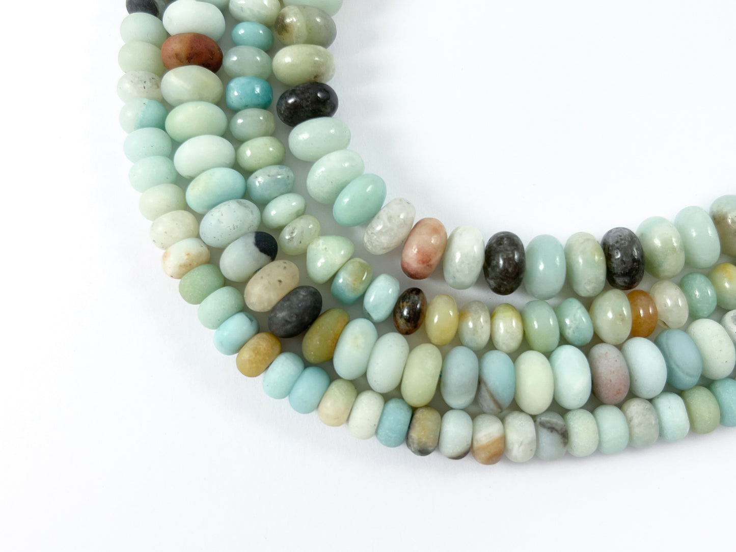 High Quality Amazonite Roundelle Smooth Matte Natural Blue Brown Stone Beads 6mm 8mm 14"-15"