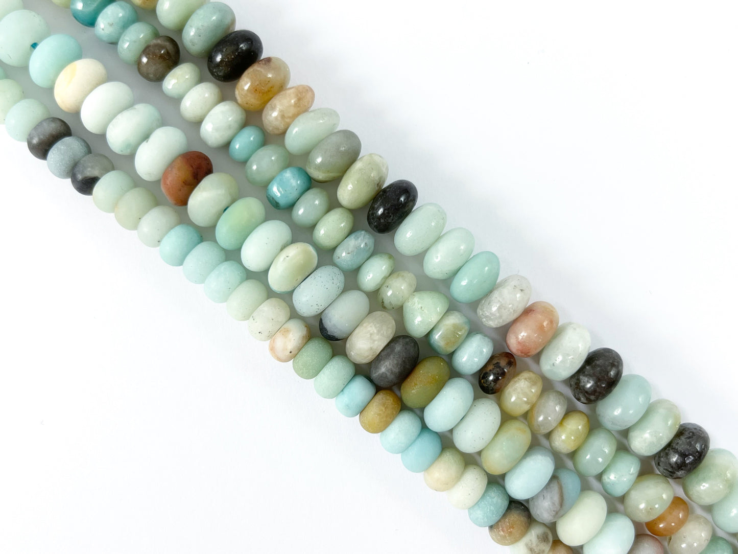 High Quality Amazonite Roundelle Smooth Matte Natural Blue Brown Stone Beads 6mm 8mm 14"-15"