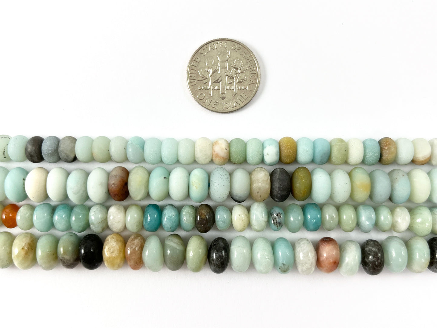 High Quality Amazonite Roundelle Smooth Matte Natural Blue Brown Stone Beads 6mm 8mm 14"-15"