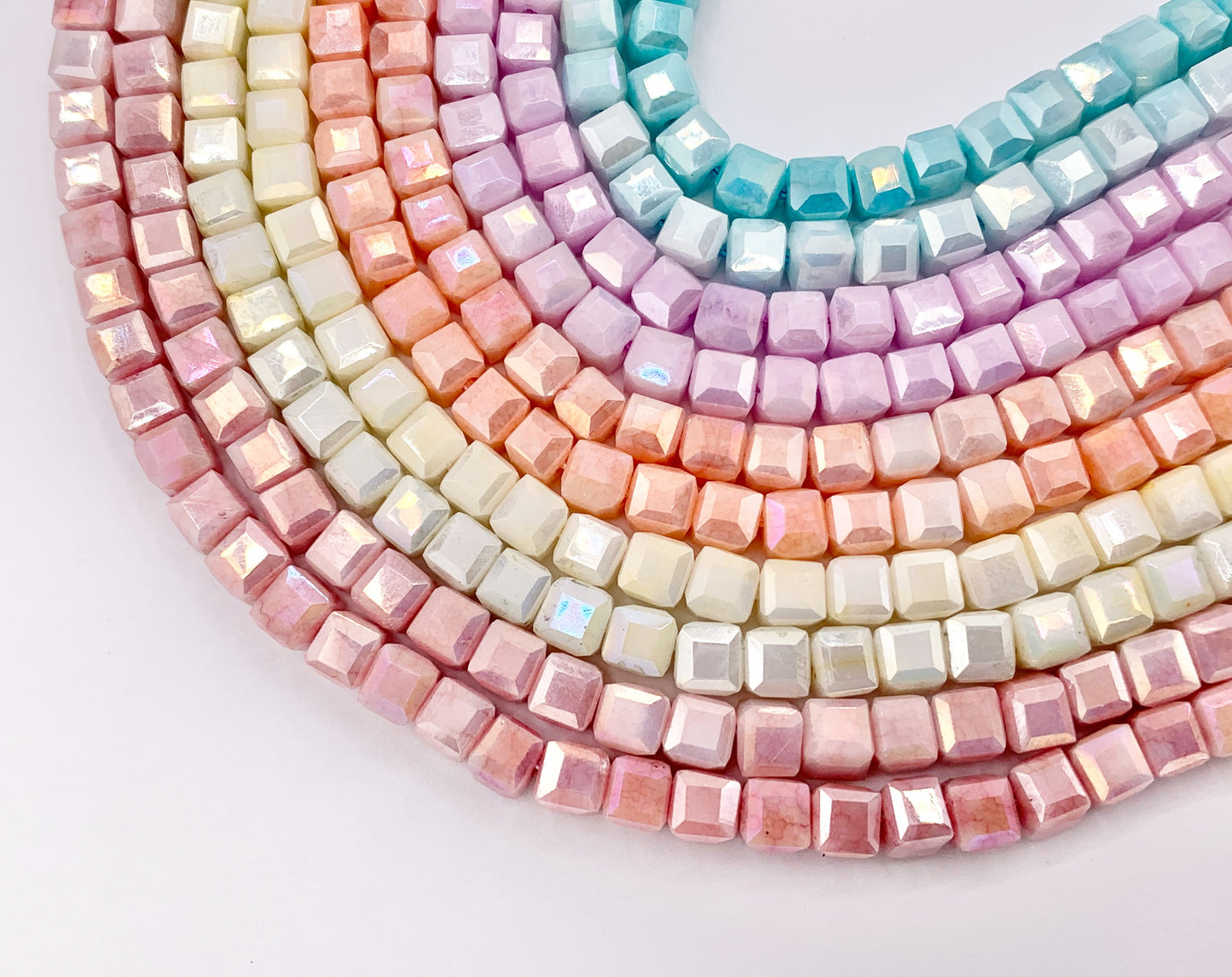 4-4.5mm High Quality Opaque Crystal Cube Faceted Extra Shiny Crystal Beads 1 Strand 15" Available in 5 Colors