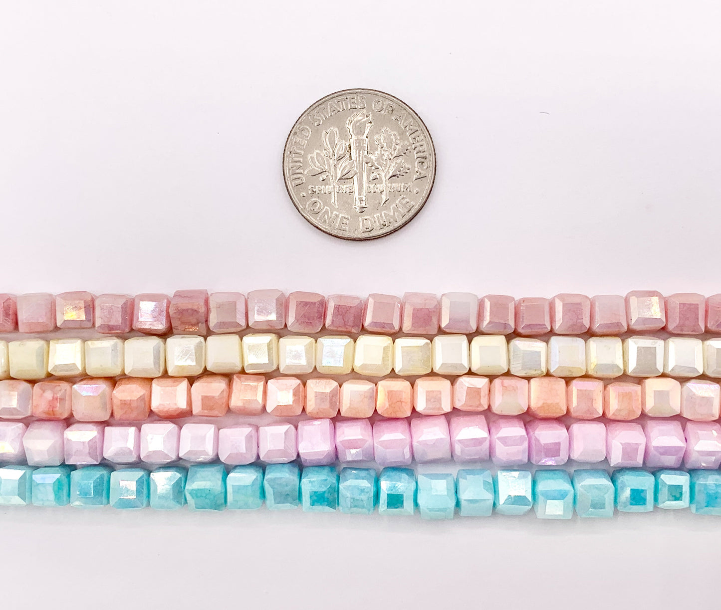 4-4.5mm High Quality Opaque Crystal Cube Faceted Extra Shiny Crystal Beads 1 Strand 15" Available in 5 Colors