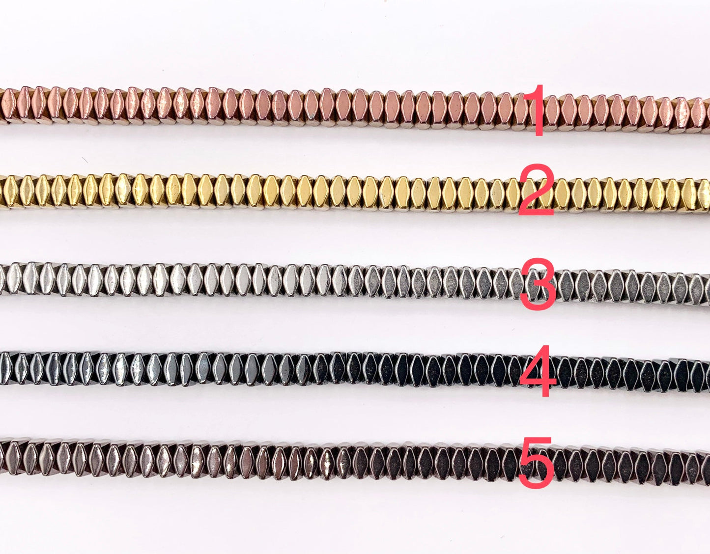 4mm Natural Hematite Faceted Square Spacers Energy Beads Around 15" Available in 9 Colors 1 Strand