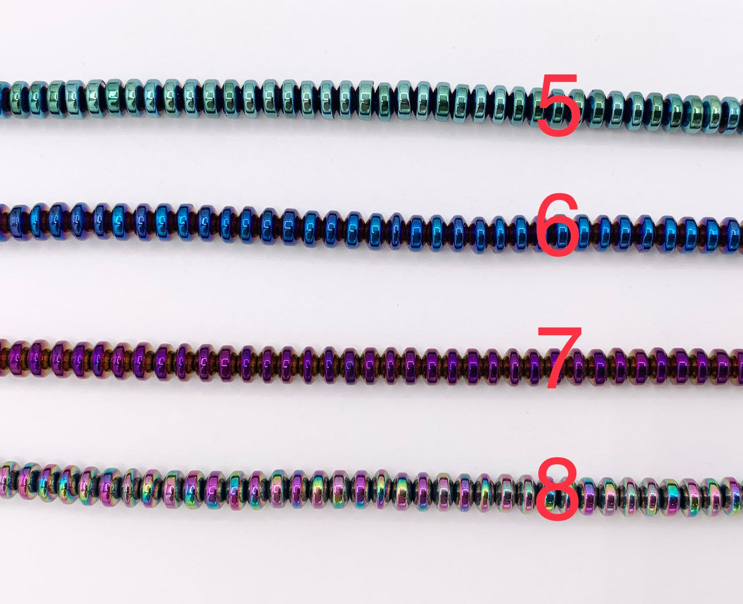4mm Natural Hematite Rondelle Saucer Smooth Energy Beads Around 15"-16" Available in 8 Colors 1 Strand