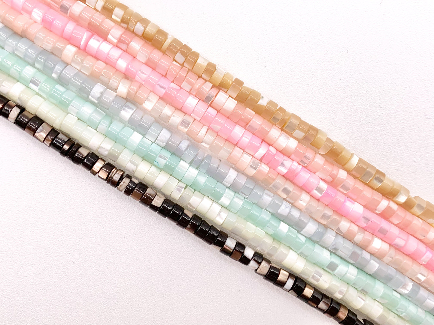 4mm Natural Trocas/Trochidae Shell Heishi Beads Mosaic Disc Shape Beads Around 15" Available in 8 Colors