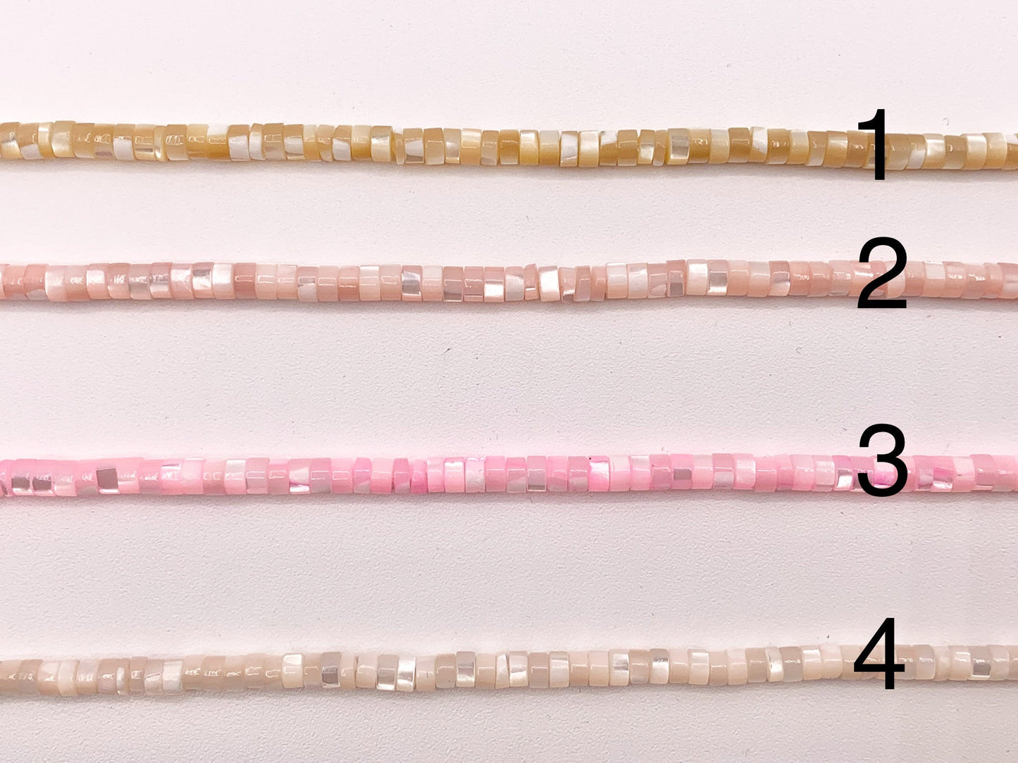 4mm Natural Trocas/Trochidae Shell Heishi Beads Mosaic Disc Shape Beads Around 15" Available in 8 Colors